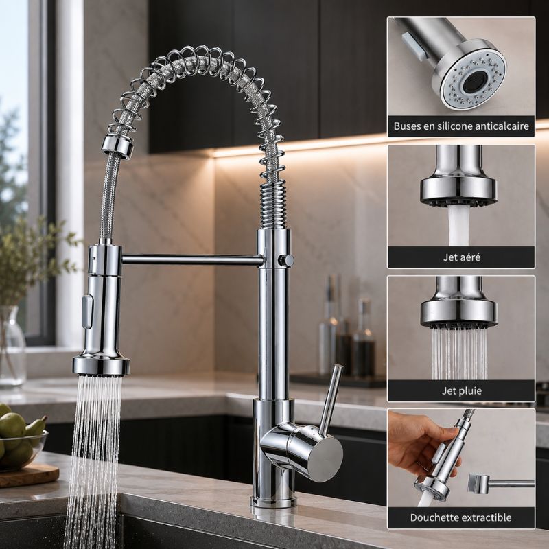 Mitigeur douchette de cuisine — Chrome