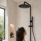 NOXIS – Colonne de douche thermostatique noir mat avec ciel de douche