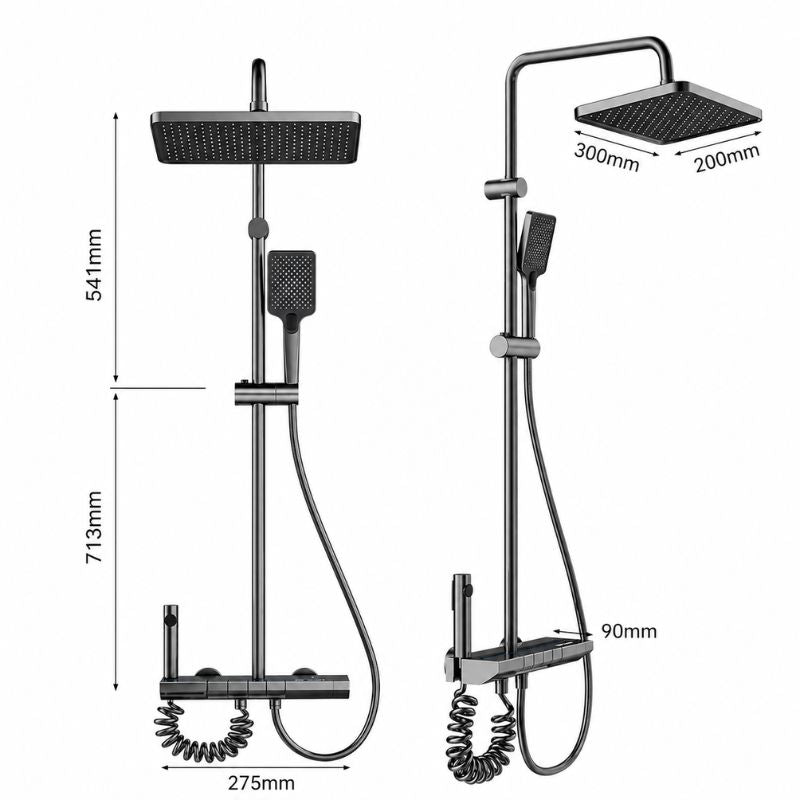 AURIS – Colonne de douche thermostatique à affichage numérique gris brossé