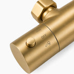 AUREA – Brushed gold thermostatic shower column with shower ceiling