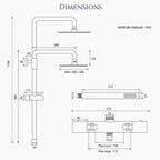 AUREA – Brushed gold thermostatic shower column with shower ceiling