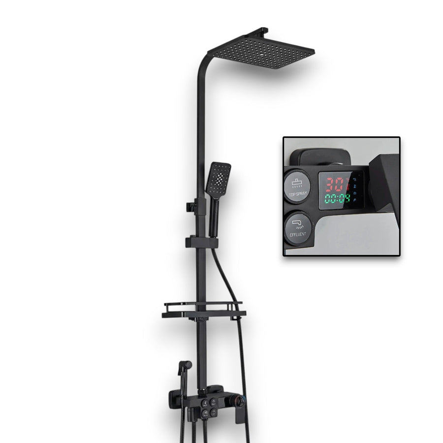 NOVERA — Colonne de douche thermostatique noir mat avec affichage digital