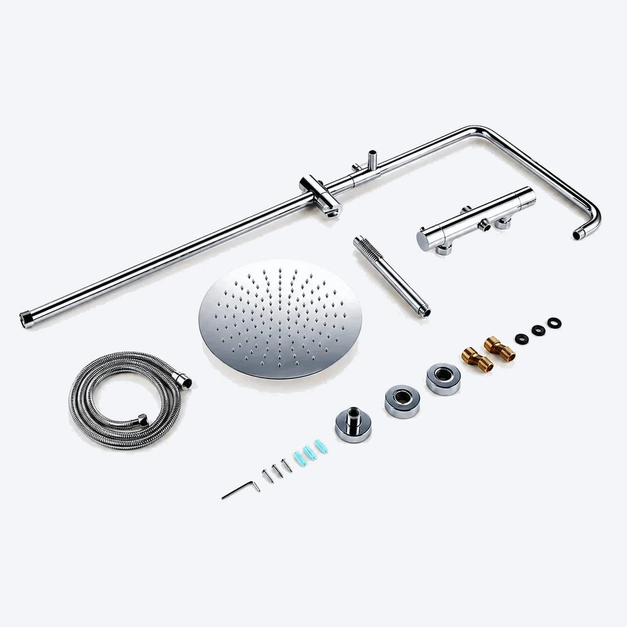 Colonne de douche thermostatique avec tête pluie — Chrome