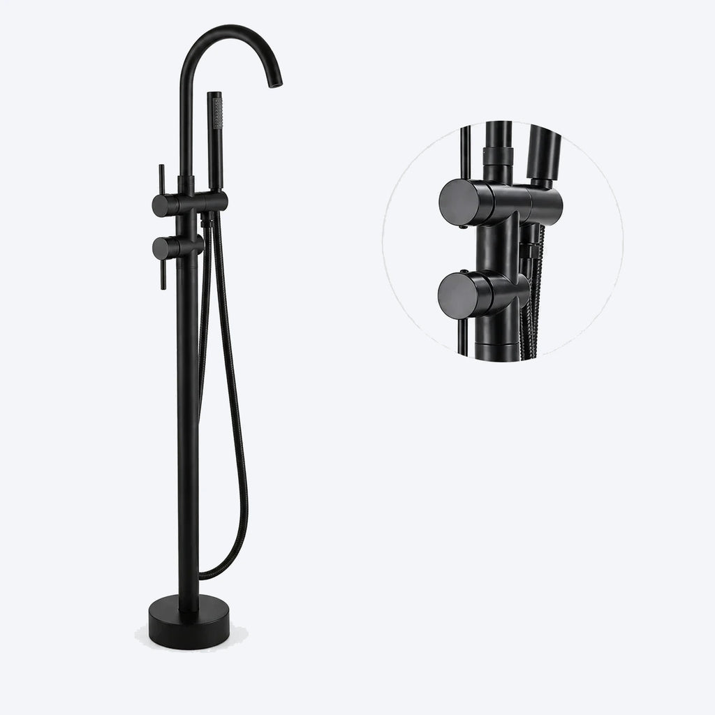 Mitigeur de baignoire sur pied noir mat avec douchette