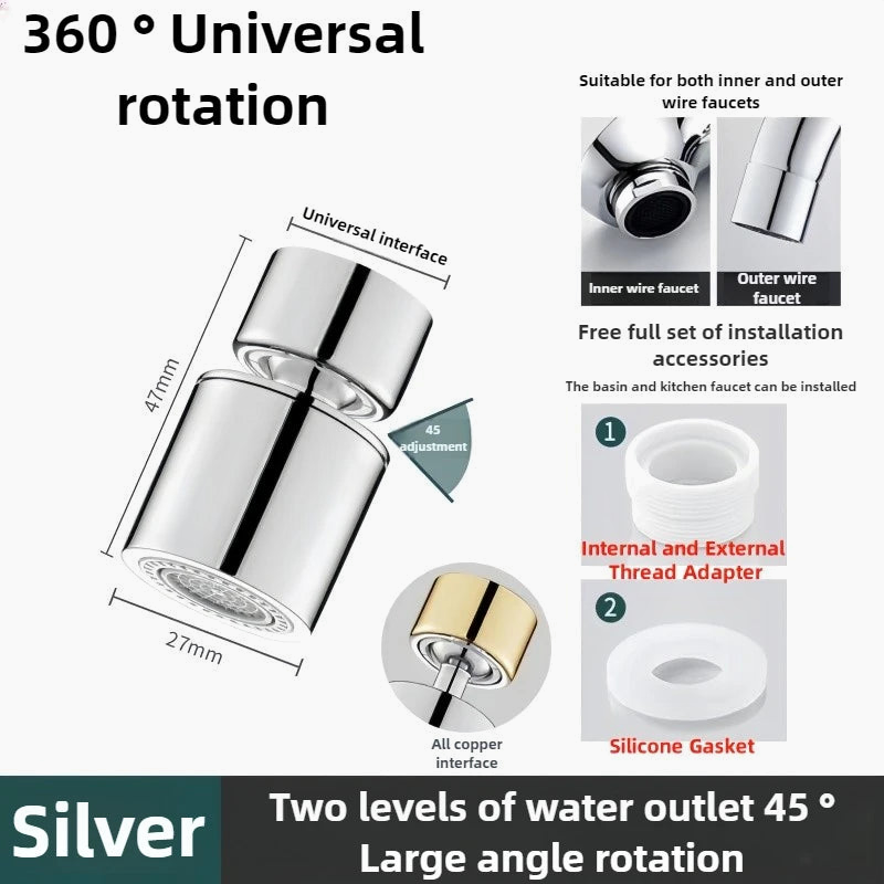 360° adjustable anti-splash nozzle - Rain jet / aerator