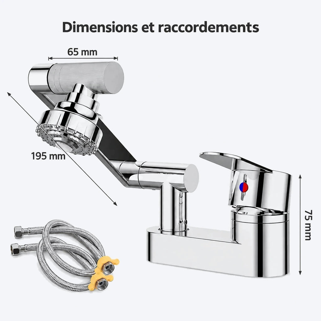 Mitigeur de lavabo articulé à deux jets