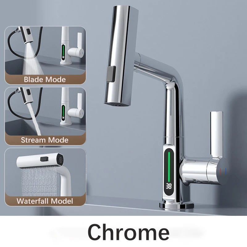Mitigeur de lavabo cascade avec affichage digital