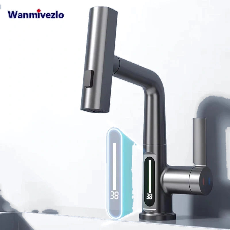 Mitigeur de lavabo cascade avec affichage digital