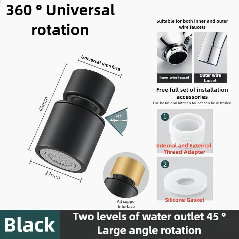 360° adjustable anti-splash nozzle - Rain jet / aerator