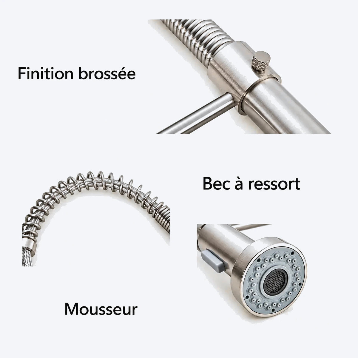 Mitigeur de cuisine à ressort avec douchette orientable
