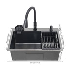 Évier de cuisine noir avec robinet extractible et accessoires