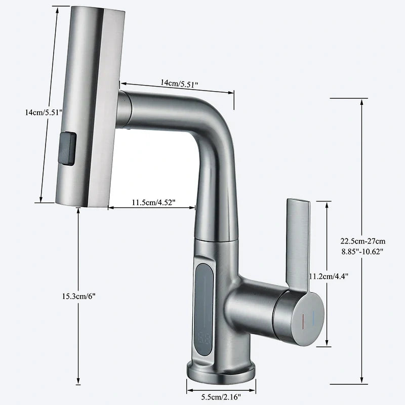 Mitigeur de lavabo cascade avec affichage digital
