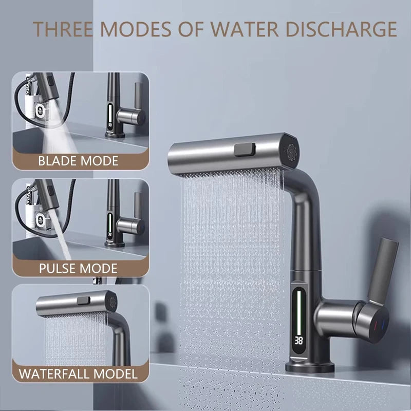 Mitigeur de lavabo cascade avec affichage digital