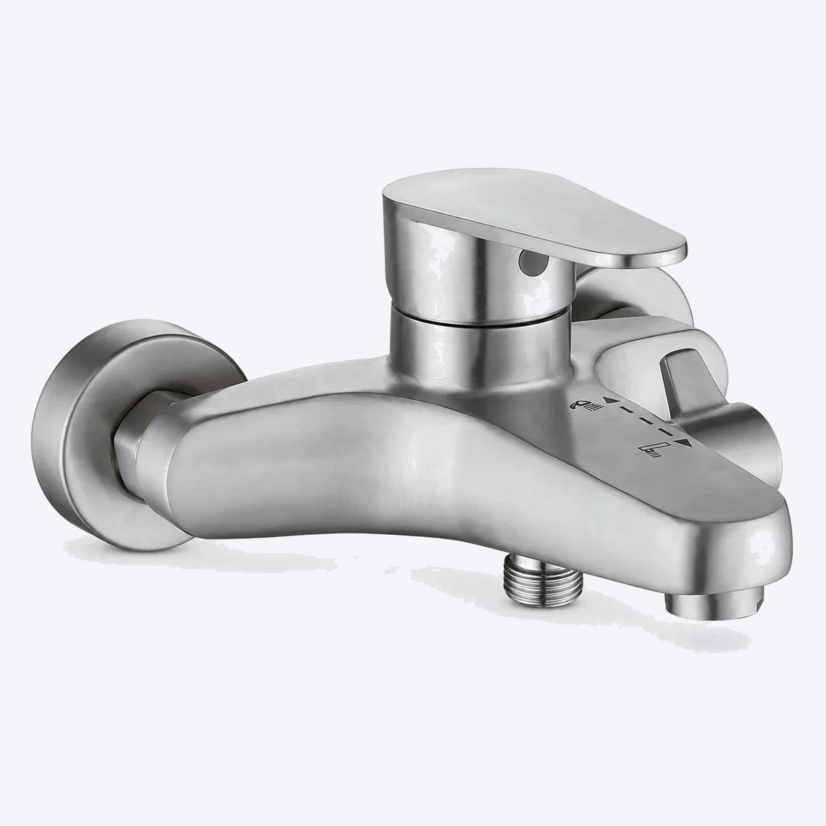 Mitigeur bain-douche mural en inox brossé
