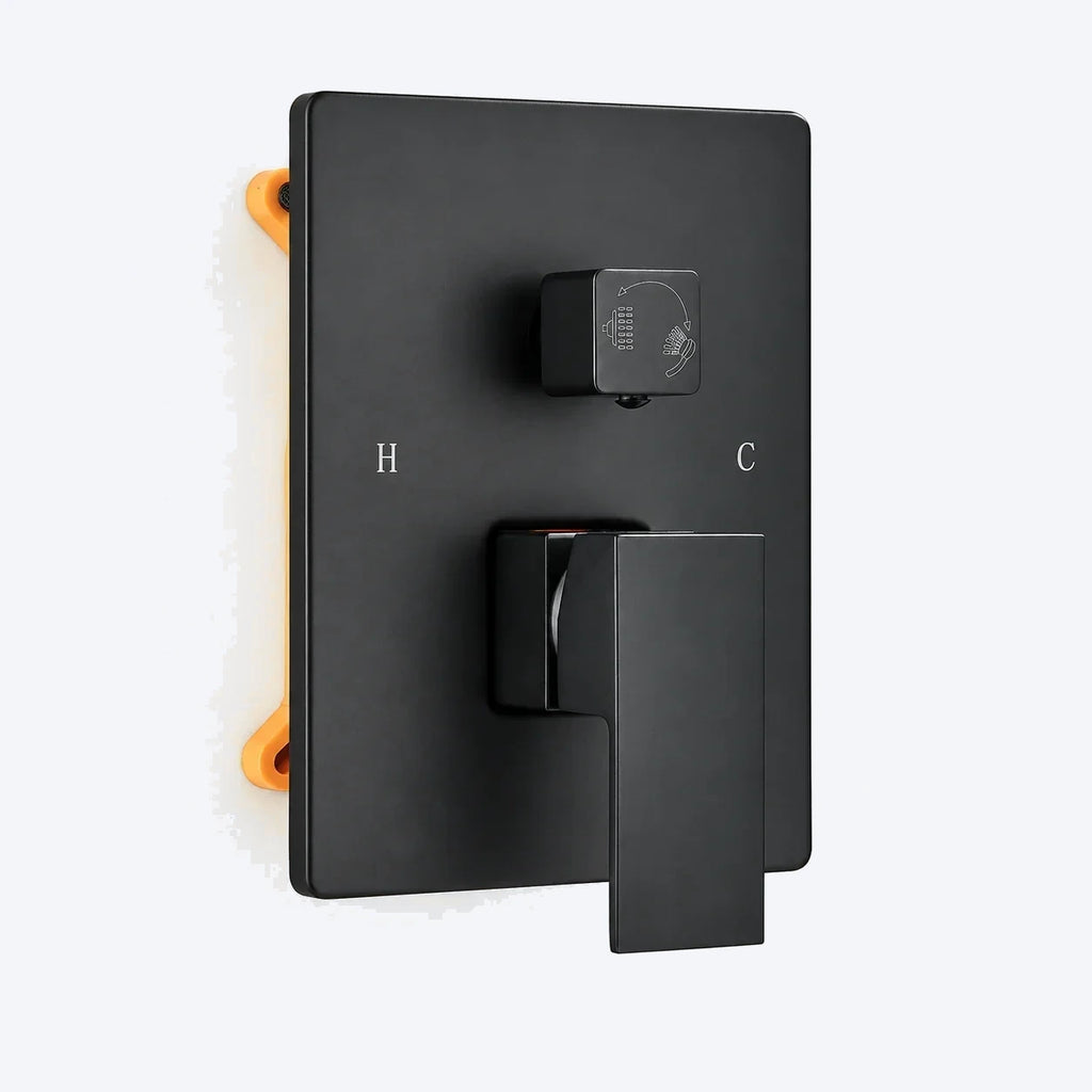Ensemble de douche encastrable noir mat à tête carrée de 25 cm