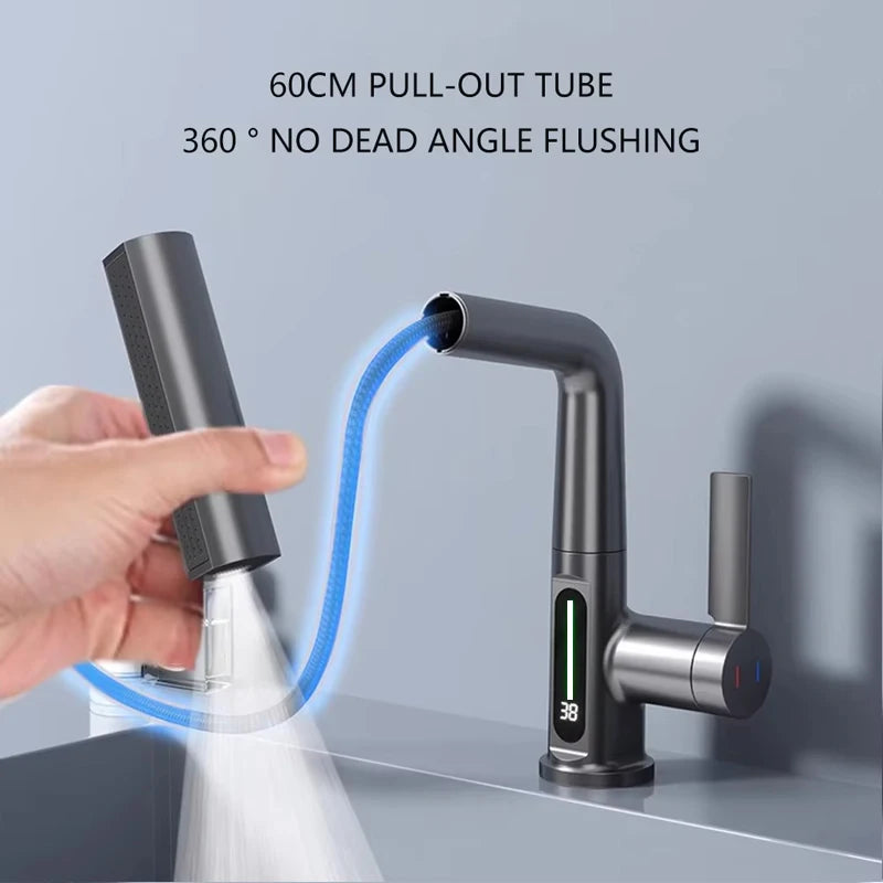 Mitigeur de lavabo cascade avec affichage digital