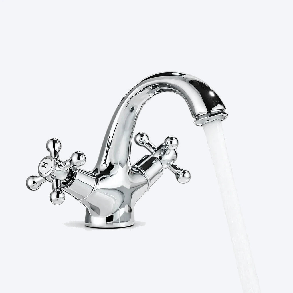 Mélangeur de lavabo rétro à poignées croisillon