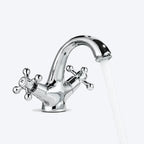 Mélangeur de lavabo rétro à poignées croisillon