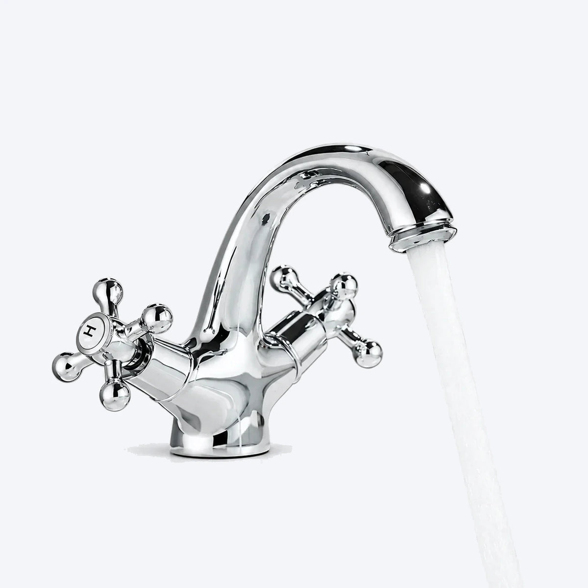 Mélangeur de lavabo rétro à poignées croisillon