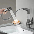 Mitigeur de lavabo avec douchette extractible et bec pivotant