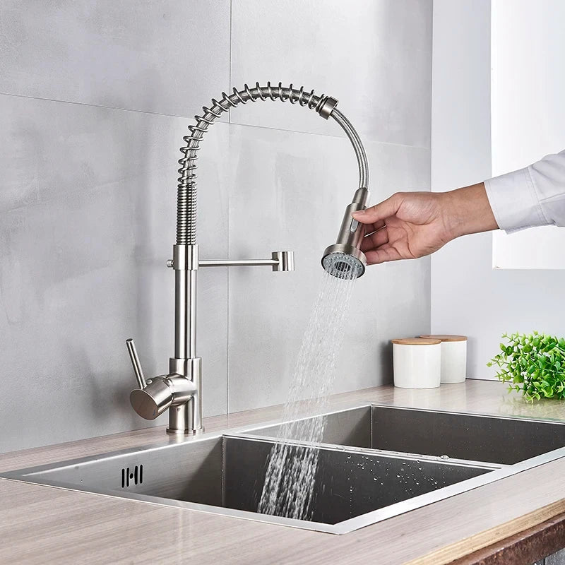 Mitigeur de cuisine à ressort avec douchette orientable