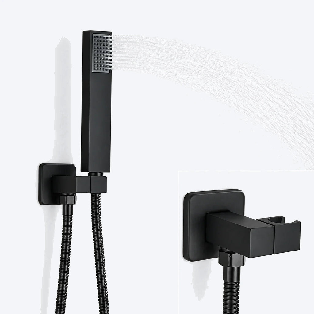 Ensemble de douche encastrable noir mat à tête carrée de 25 cm