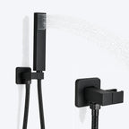 Ensemble de douche encastrable noir mat à tête carrée de 25 cm