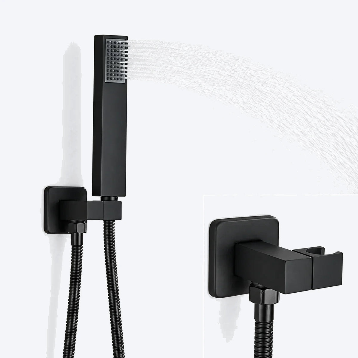 Ensemble de douche encastrable noir mat à tête carrée de 25 cm