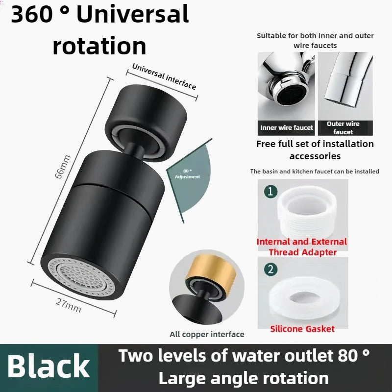 360° adjustable anti-splash nozzle - Rain jet / aerator