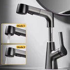 Mitigeur de lavabo avec douchette extractible et bec pivotant