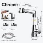 Mitigeur de lavabo avec douchette extractible et bec pivotant