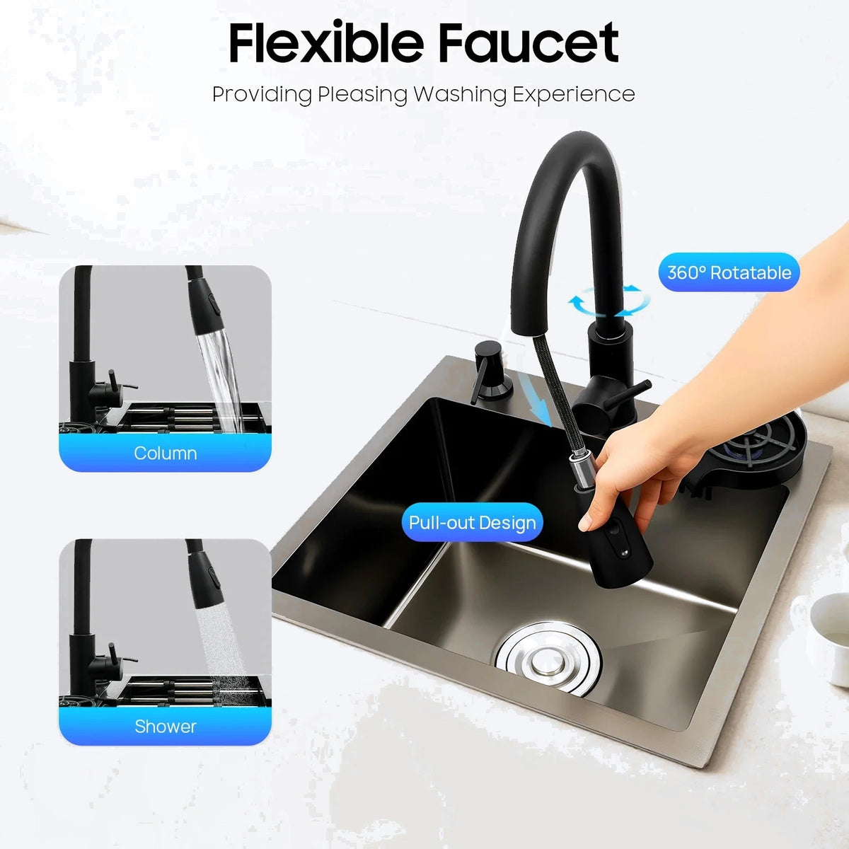 ATLAS – Évier multifonction compact avec robinet extractible