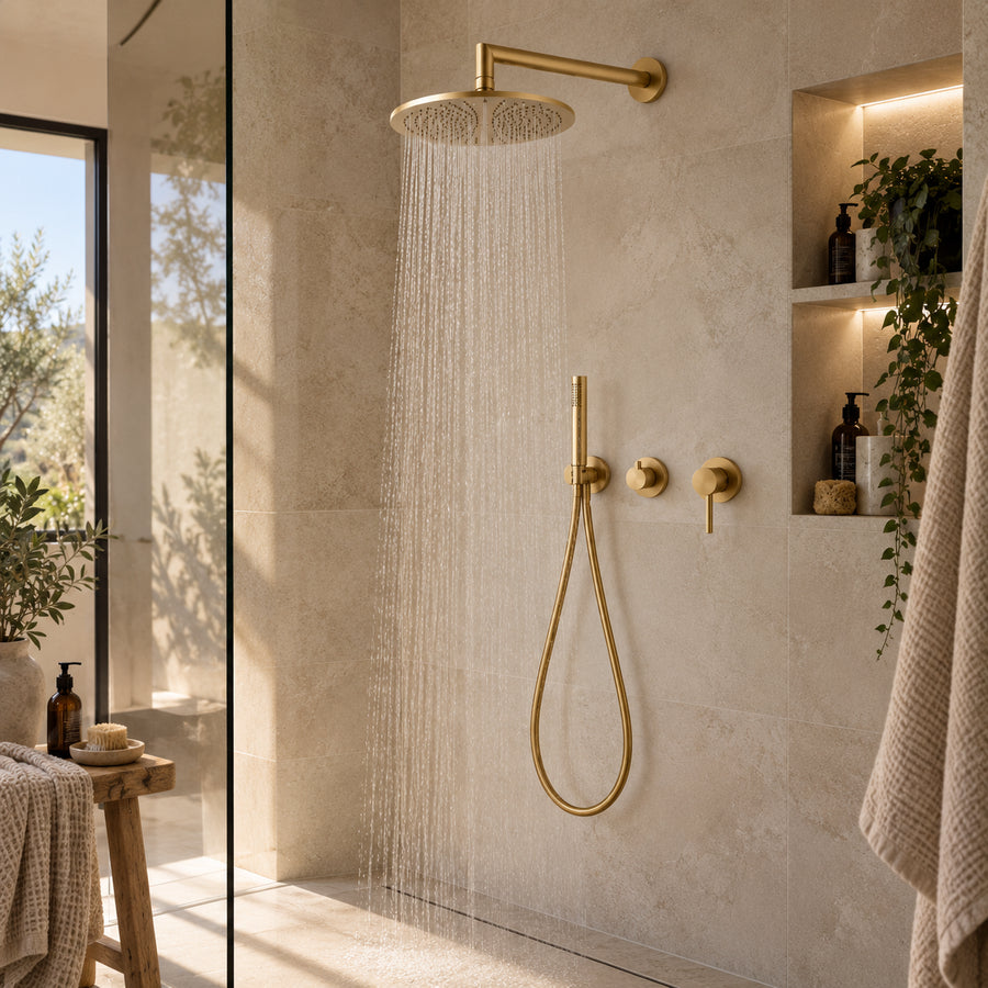Concealed shower column brushed gold - VELA