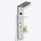 VELORA — Colonne de douche hydromassante digitale · Nickel brossé