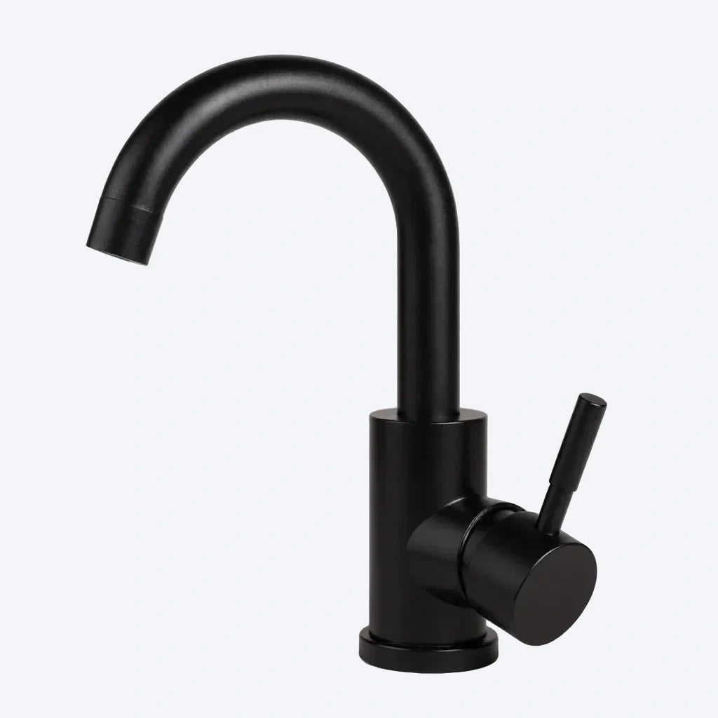 CYRUS — Robinet de salle de bain col de cygne noir mat