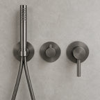 Mitigeur et inverseur encastrés gris brossé