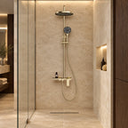 SOREN — Colonne de douche thermostatique or brossé — mise en situation Olverton