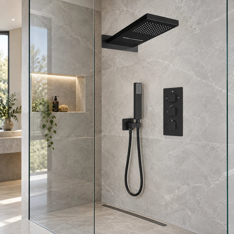 QUADRA — Colonne de douche encastrable noir mat — Noir
