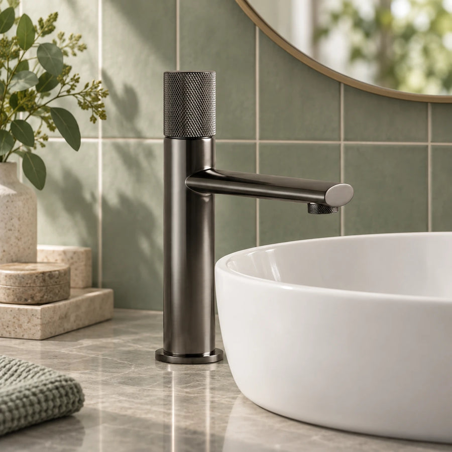 STRIA — Robinet de salle de bain en laiton gris brossé