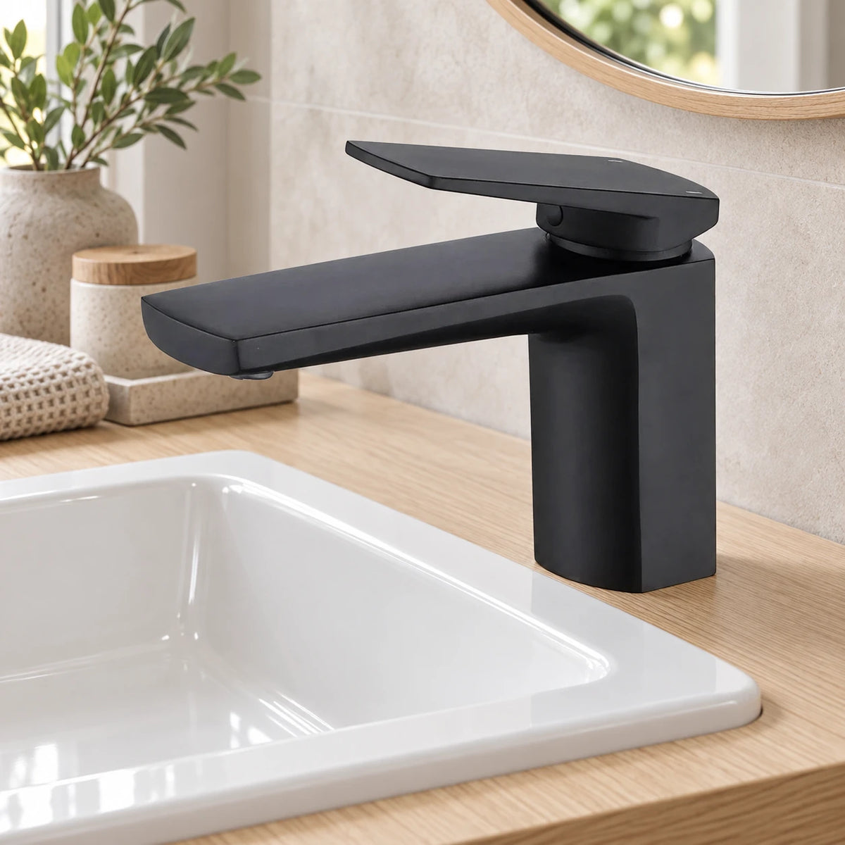 ELVIO — Robinet de salle de bain en laiton noir mat — mise en situation Olverton