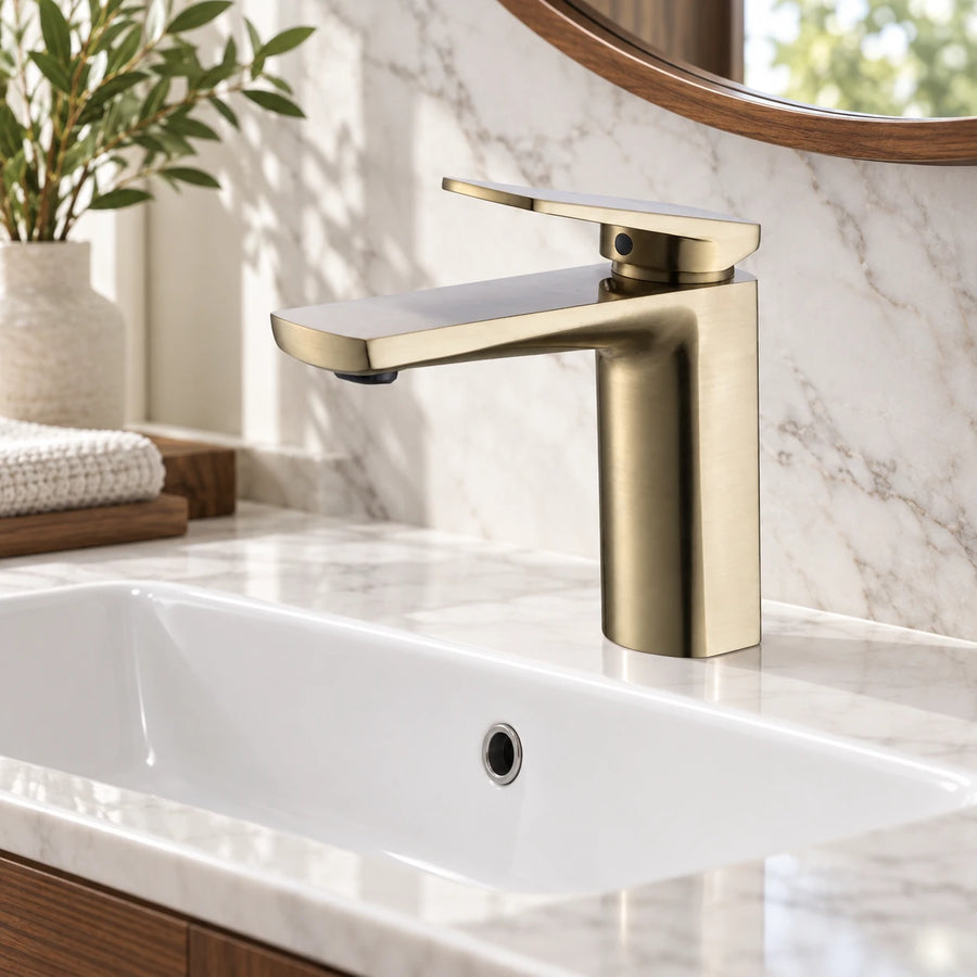 ELVIO — Robinet de salle de bain en laiton or brossé
