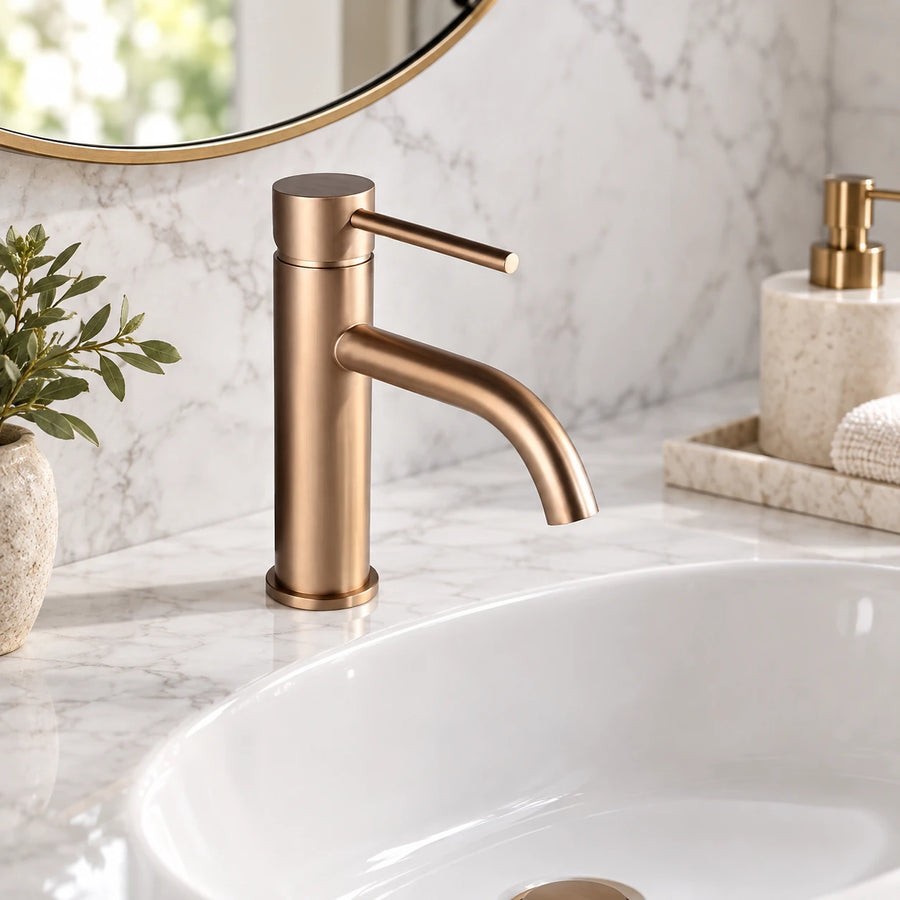 TILIO — Robinet de salle de bain or rose brossé