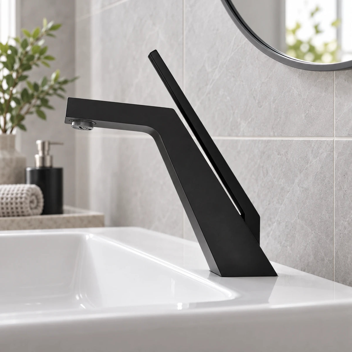 VECTRA — Robinet de salle de bain en laiton noir mat — mise en situation Olverton