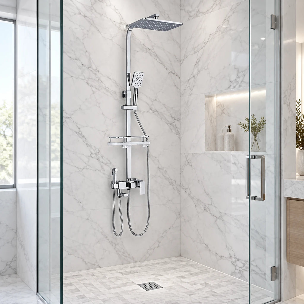 QUARO — Colonne de douche chrome — mise en situation Olverton