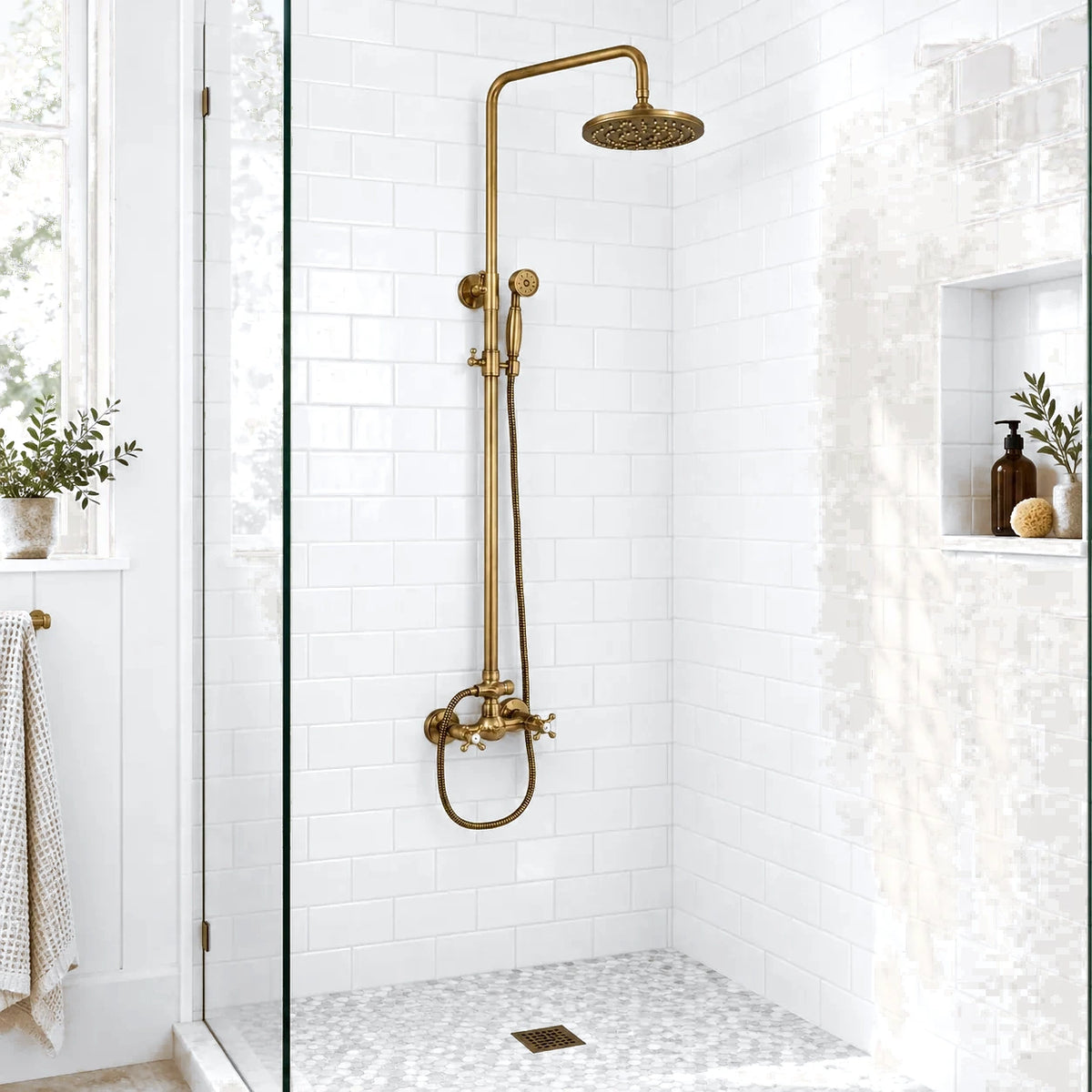 AUBRY — Colonne de douche en laiton antique
