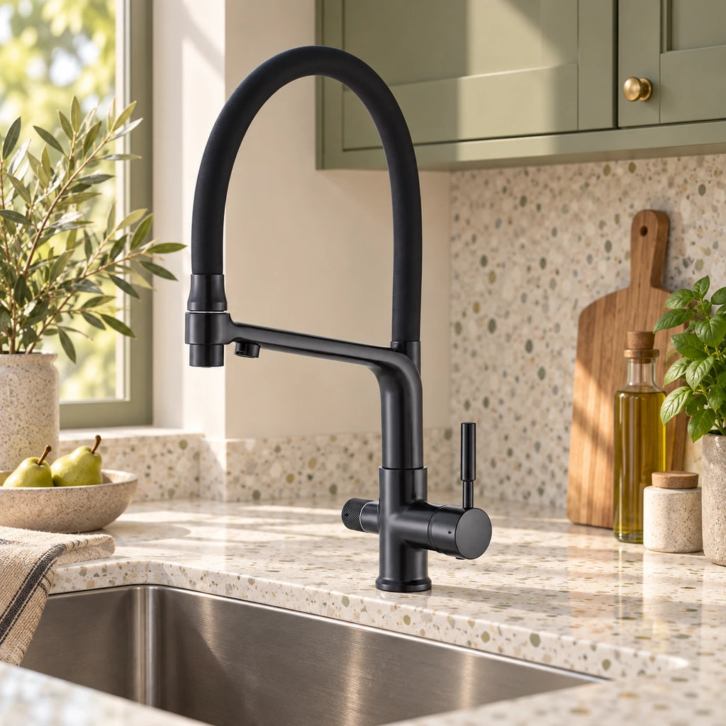 FLEXIO DUO — Robinet de cuisine douchette en laiton — mise en situation Olverton