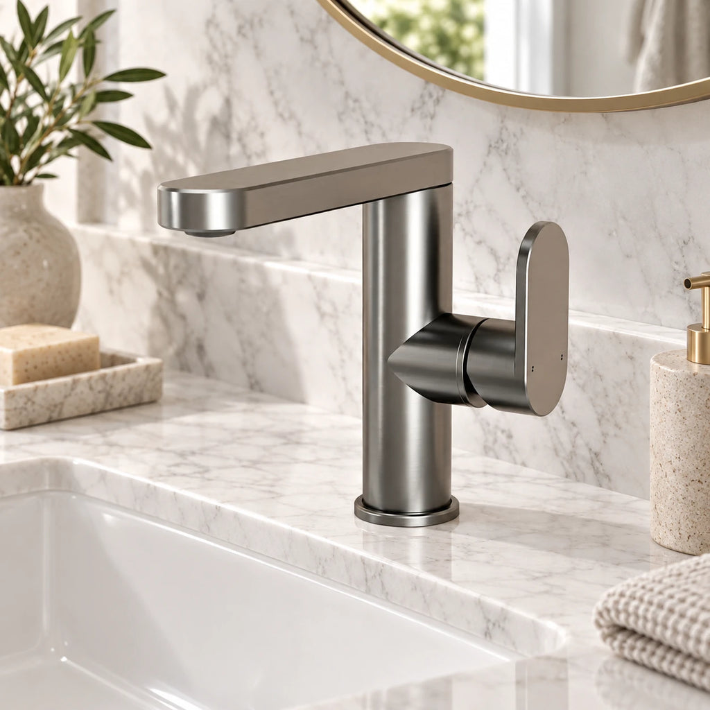 GIRO — Robinet salle de bain gris 360° — mise en situation Olverton