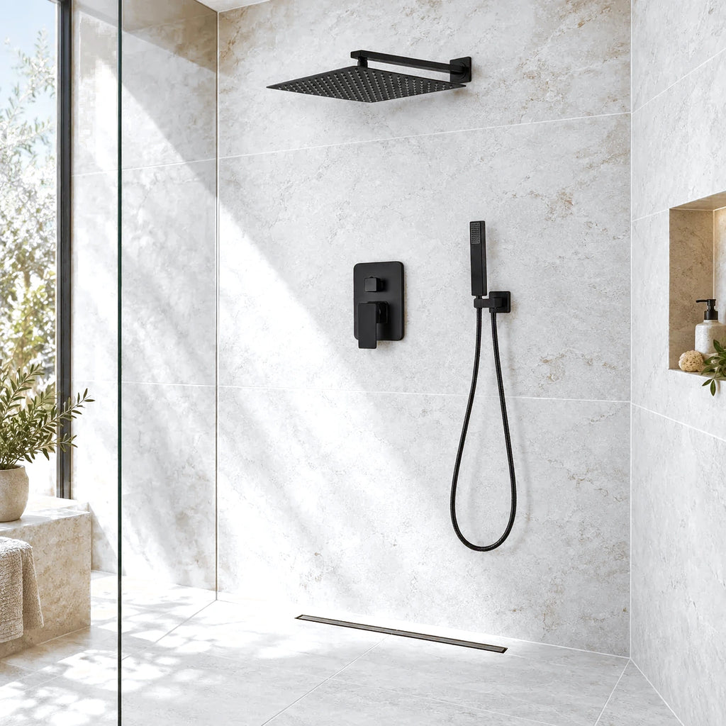 QUADRA LINE — Colonne de douche encastrable noir mat