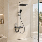 SOREN DIGITAL — Colonne de douche thermostatique gris brossé à affichage digital — mise en situation Olverton