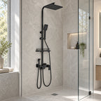 NOVERA — Colonne de douche thermostatique noir mat avec affichage digital — mise en situation Olverton